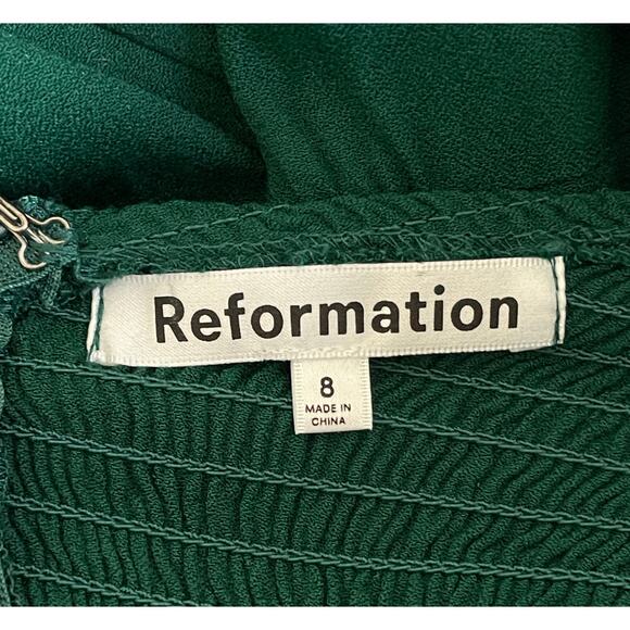 Reformation Baxley Midi Dress Emerald Green Size 8 Holiday Party Formal Wedding - Picture 14 of 16